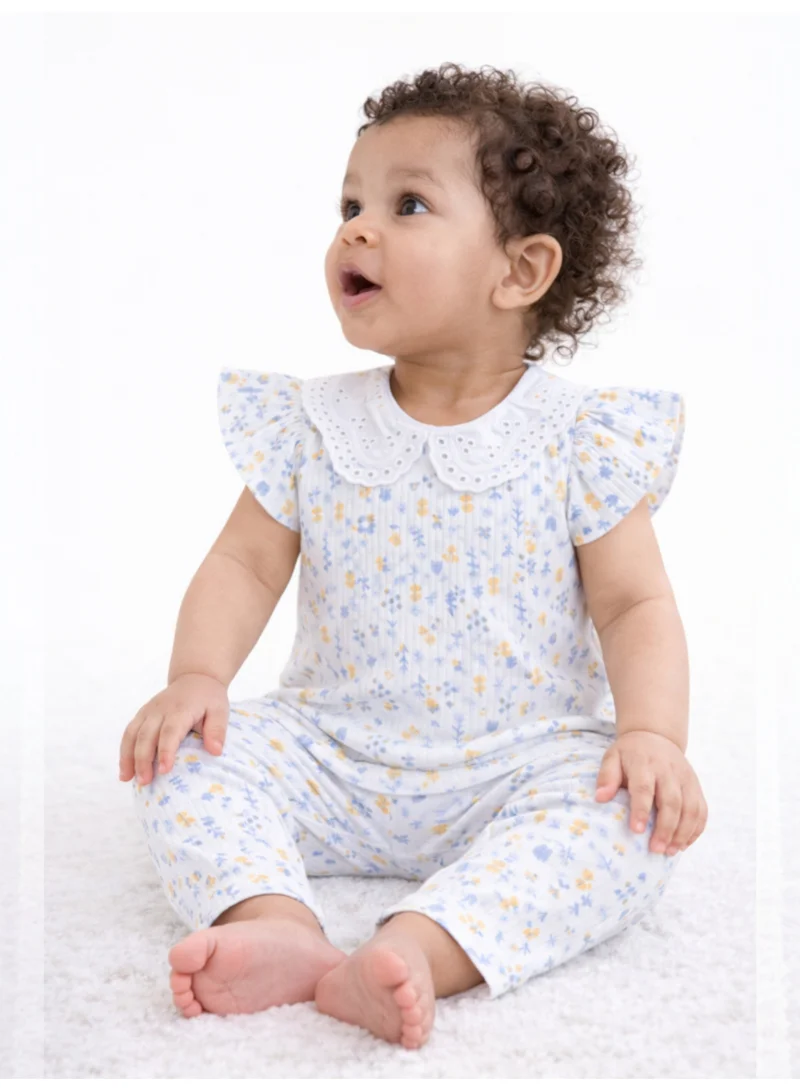Victor And Jane  Infant Girls 2-Pack Drop Needle T-Shirts & 2-Pack Drop Needle Leggings Set (Floral Print & Blue Stripe) for Women | Best Price UAE